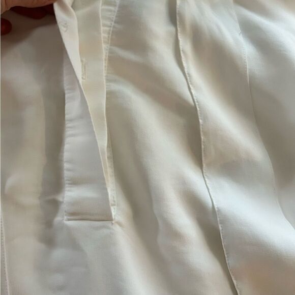 Club Monaco Tie Neck Blanc De Blanc White Chemise Small Petite Long Sleeve Top - Picture 12 of 12